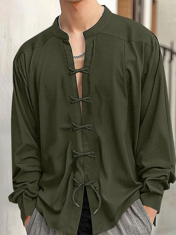 Mens Deep V Neck Long Sleeve Shirt SKUK74240 sold by Incerunmen