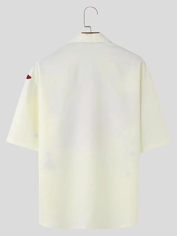 Mens Floral Print Cuban Collar Short Sleeve Shirt SKUK70556 sold by Incerunmen product image thumbnail 3