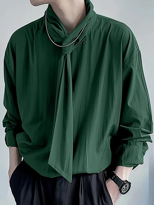 Mens Solid Color Tie Design Long-Sleeve Shirt SKUK73522 sold by Incerunmen