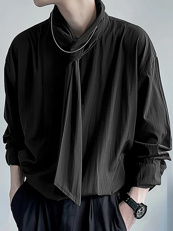 Mens Solid Color Tie Design Long-Sleeve Shirt SKUK73522 sold by Incerunmen product image thumbnail 2