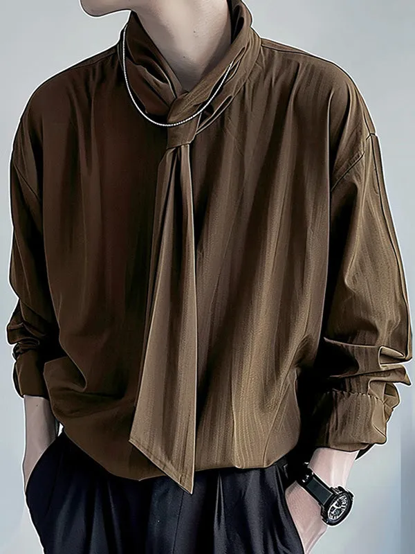 Mens Solid Color Tie Design Long-Sleeve Shirt SKUK73522 sold by Incerunmen product image thumbnail 3