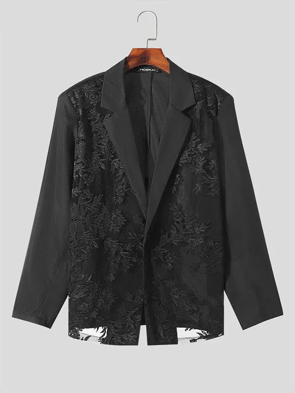 Mens Lace Floral Printed See Through Blazer SKUK69341 sold by Incerunmen product image thumbnail 4