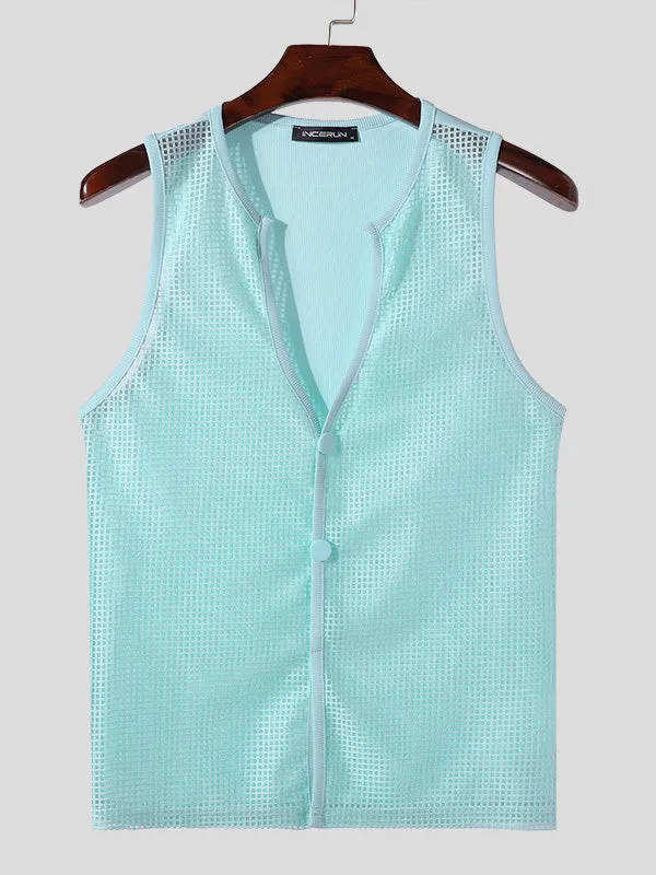 Mens Solid Color Mesh Sleeveless Tank SKUK65497 sold by Incerunmen product image thumbnail 4