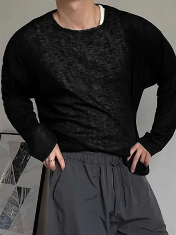 Mens Lightweight Textured Knit Long Sleeve T-Shirt SKUK71330 sold by Incerunmen product image thumbnail 3