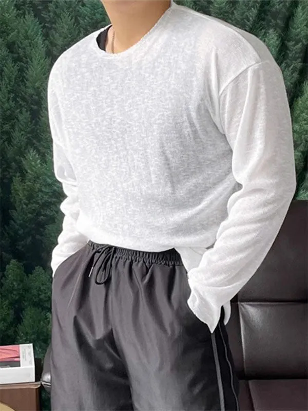 Mens Lightweight Textured Knit Long Sleeve T-Shirt SKUK71330 sold by Incerunmen product image thumbnail 2