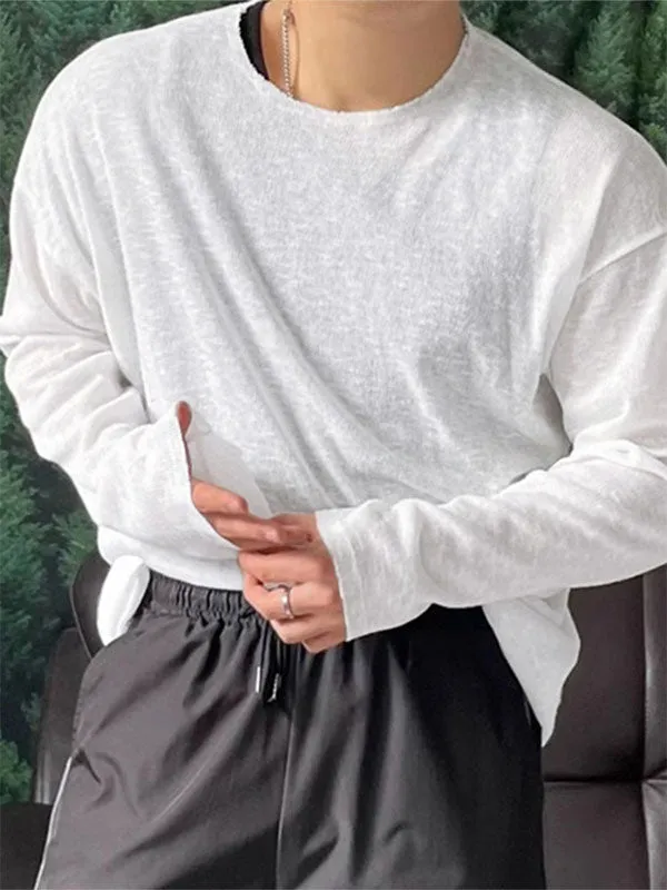 Mens Lightweight Textured Knit Long Sleeve T-Shirt SKUK71330 sold by Incerunmen