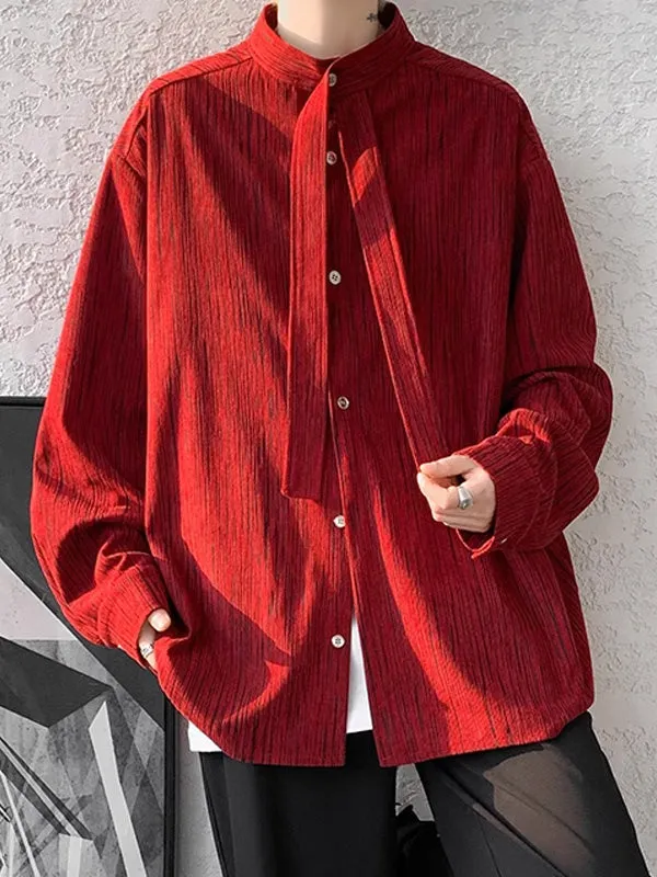 Mens Sash Design Loose Fit Long Sleeve Shirt SKUK71317 sold by Incerunmen product image thumbnail 5