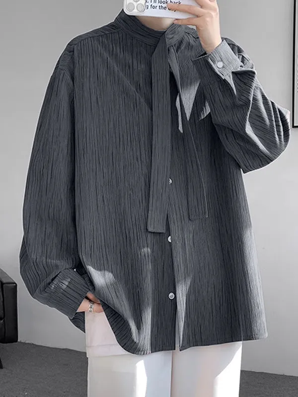 Mens Sash Design Loose Fit Long Sleeve Shirt SKUK71317 sold by Incerunmen product image thumbnail 4