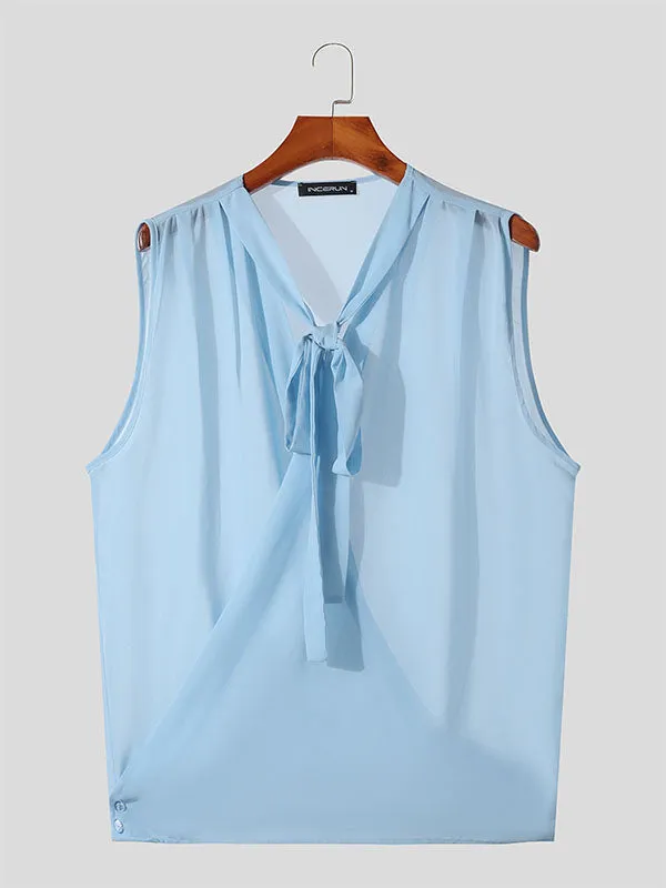 Mens Sheer Cowl Neck Tie-Strap Tank SKUK68479 sold by Incerunmen product image thumbnail 4