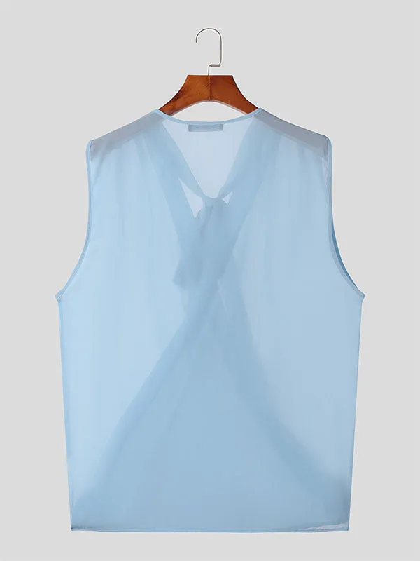 Mens Sheer Cowl Neck Tie-Strap Tank SKUK68479 sold by Incerunmen product image thumbnail 5