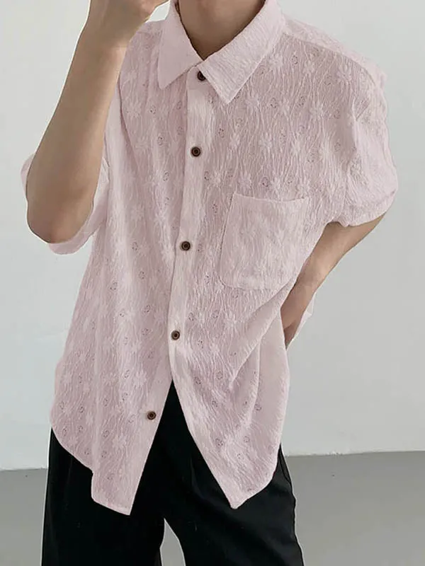 Mens Casual Floral Embroidery Short Sleeve Shirt SKUK71362 sold by Incerunmen product image thumbnail 3