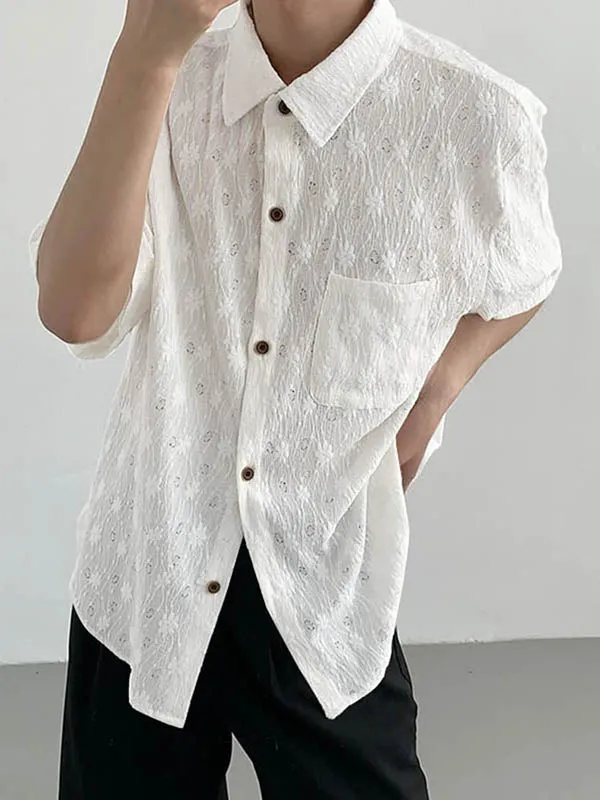 Mens Casual Floral Embroidery Short Sleeve Shirt SKUK71362 sold by Incerunmen product image thumbnail 2