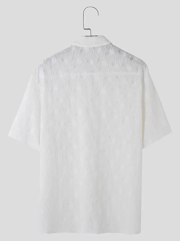 Mens Casual Floral Embroidery Short Sleeve Shirt SKUK71362 sold by Incerunmen product image thumbnail 5