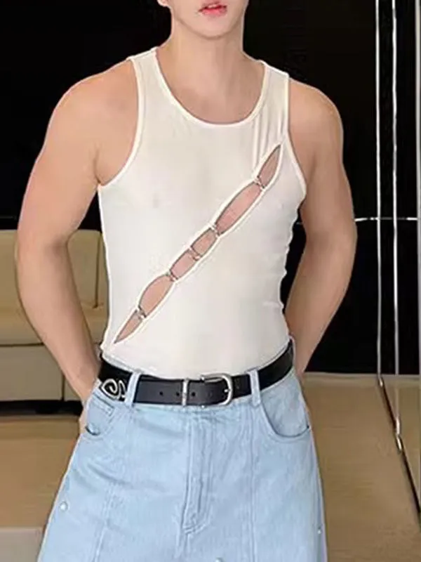 Mens Hollow Out Metal Ring Knit Tank SKUK66753 sold by Incerunmen product image thumbnail 2