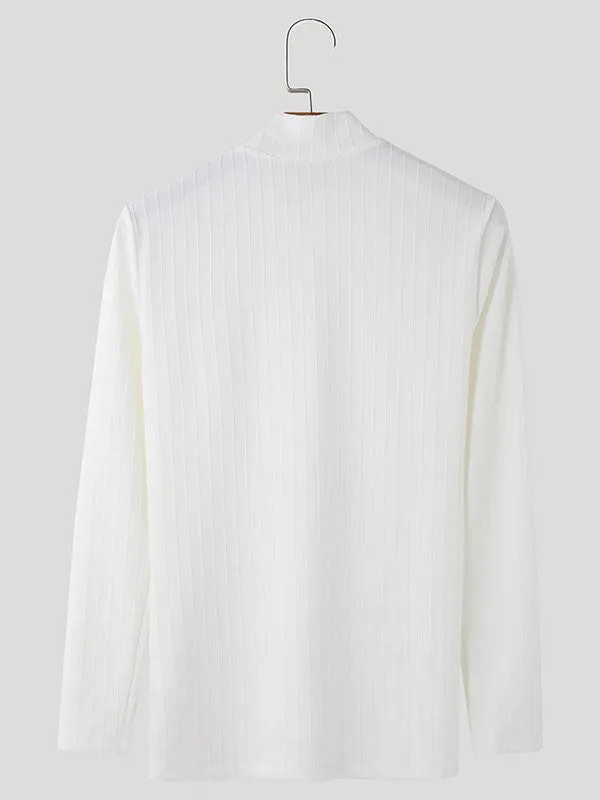 Mens Sheer Striped Panel Round Neck T-Shirt SKUK70053 sold by Incerunmen product image thumbnail 4