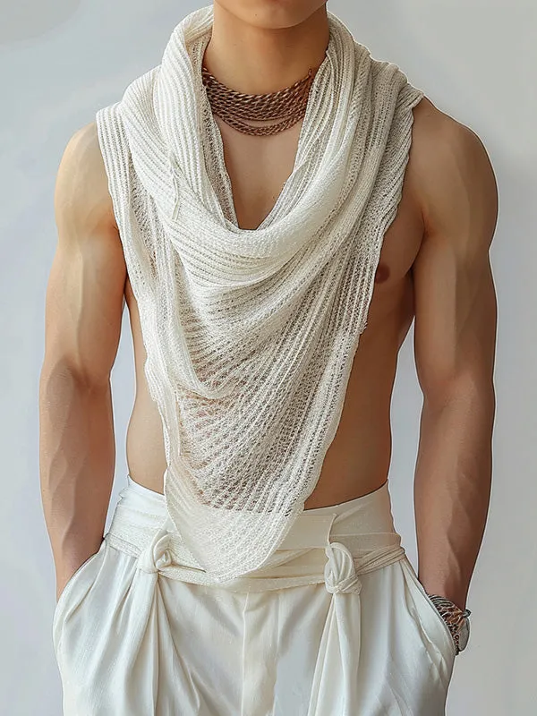 Mens Textured Drape Neck Sleeveless Tank SKUK65446 sold by Incerunmen