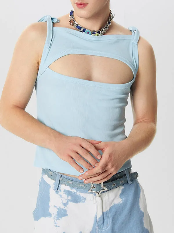 Mens Deconstructed Solid Knot Tank SKUK69101 sold by Incerunmen product image thumbnail 5