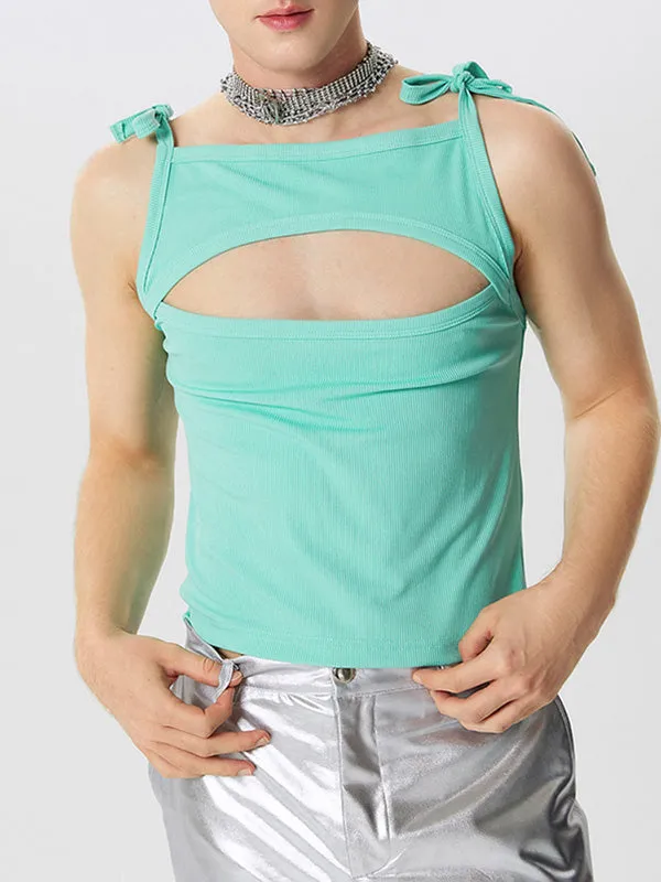 Mens Deconstructed Solid Knot Tank SKUK69101 sold by Incerunmen