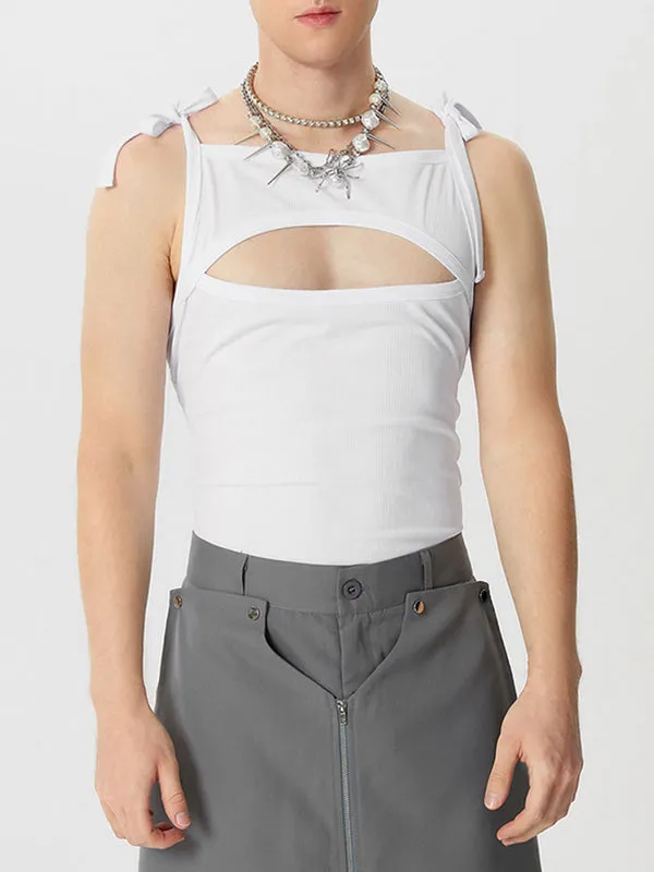 Mens Deconstructed Solid Knot Tank SKUK69101 sold by Incerunmen product image thumbnail 3