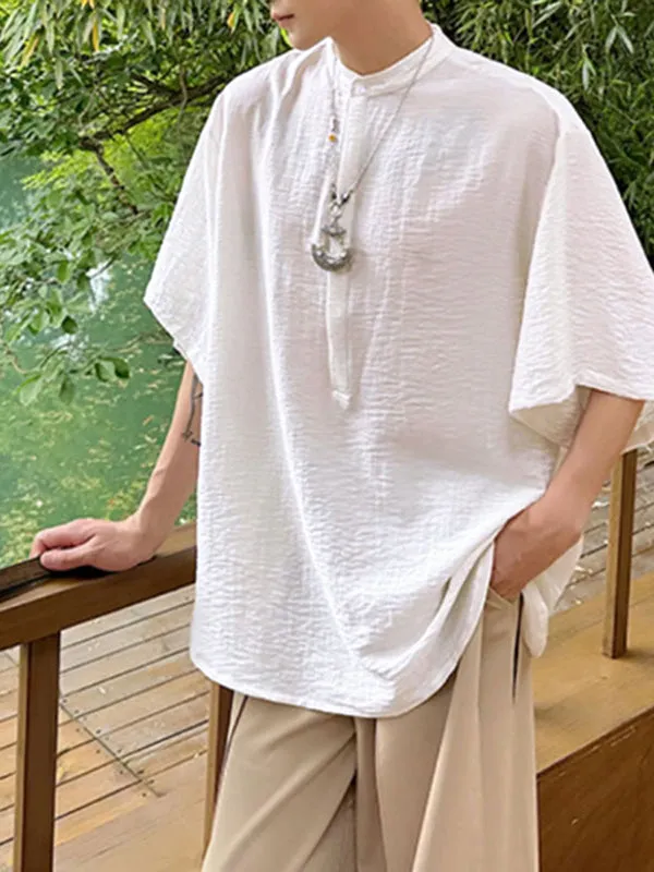 Mens Loose Half-Placket Stand Collar Shirt SKUK66756 sold by Incerunmen product image thumbnail 2