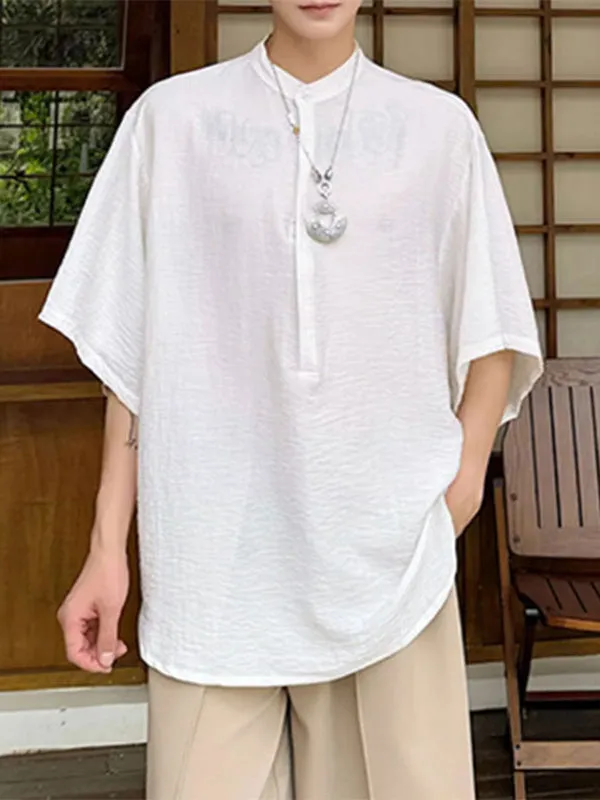 Mens Loose Half-Placket Stand Collar Shirt SKUK66756 sold by Incerunmen