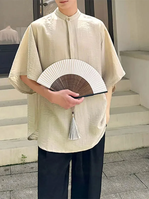 Mens Loose Half-Placket Stand Collar Shirt SKUK66756 sold by Incerunmen product image thumbnail 3