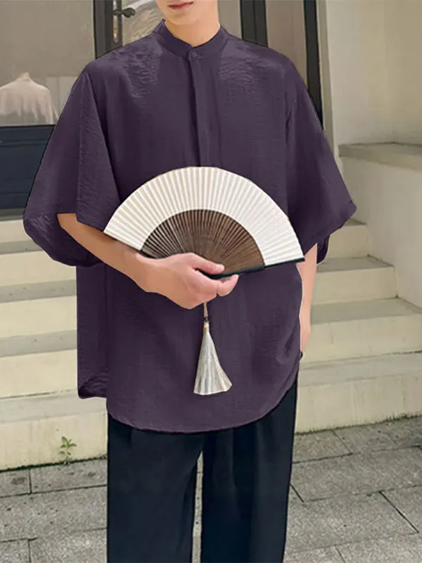 Mens Loose Half-Placket Stand Collar Shirt SKUK66756 sold by Incerunmen product image thumbnail 5