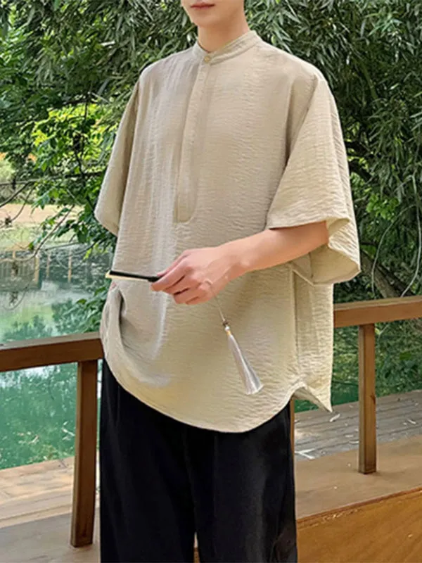 Mens Loose Half-Placket Stand Collar Shirt SKUK66756 sold by Incerunmen product image thumbnail 4