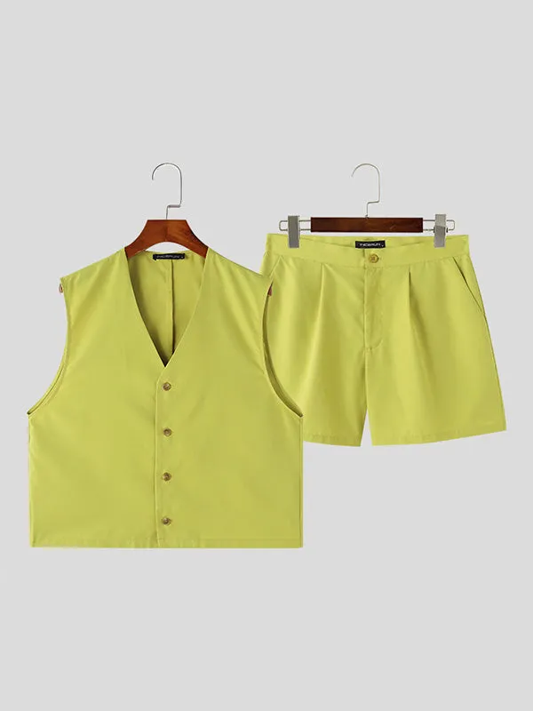 Mens Solid Color Cropped Two Pieces Outfit SKUK65717 sold by Incerunmen product image thumbnail 4