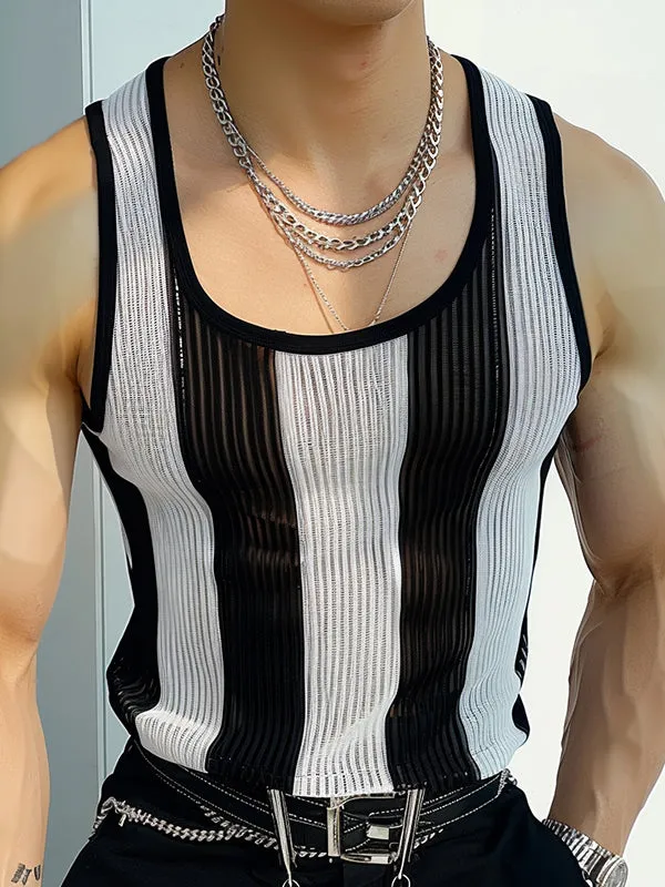 Mens Sexy Striped U-Neck Sleeveless Tank SKUK66893 sold by Incerunmen