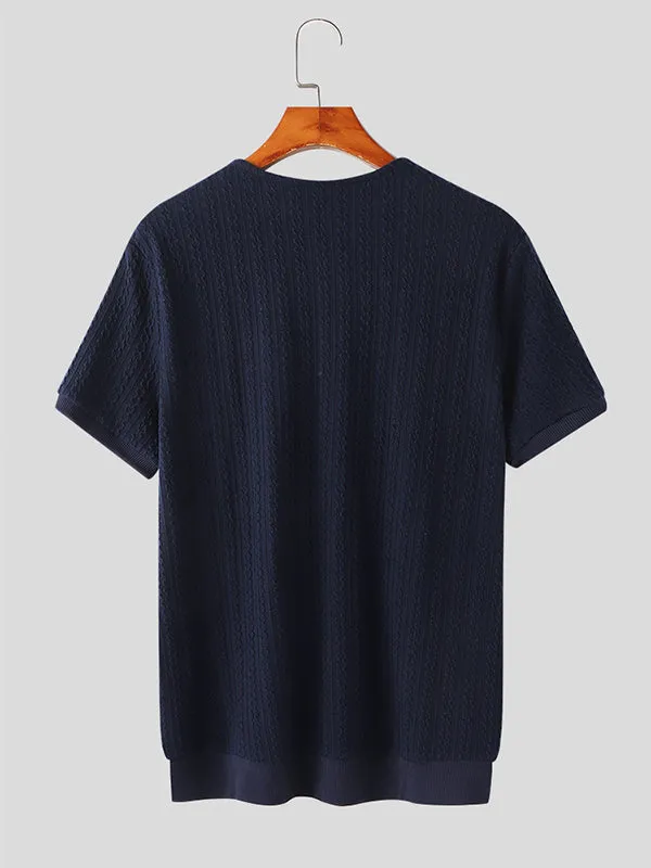 Mens Cable Knit Short Sleeve Shirt SKUK66769 sold by Incerunmen product image thumbnail 5