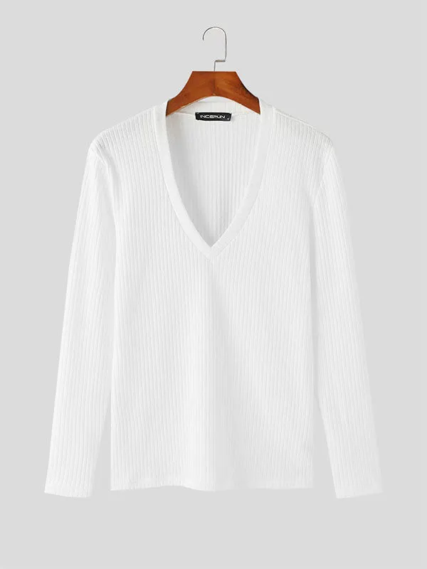 Mens Fashion Fitted Knit V-neck T-shirt SKUK68898 sold by Incerunmen product image thumbnail 4