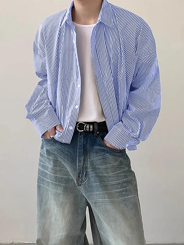 Mens Plain Striped Long Sleeve Shirt SKUK68184 sold by Incerunmen