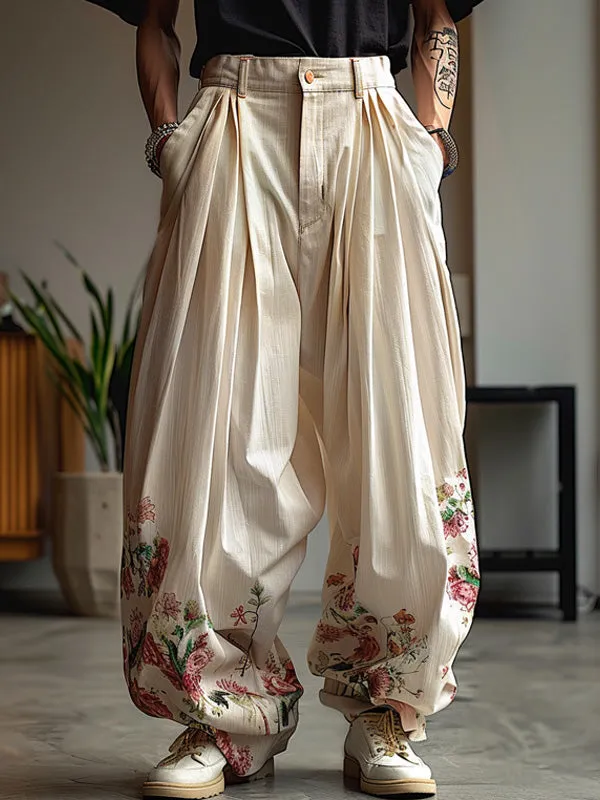 Mens Fashion Floral Print Wide Leg Pant SKUK60660 sold by Incerunmen