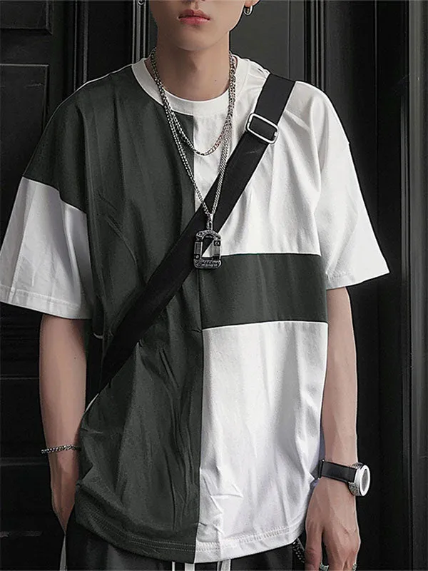 Mens Contrasting Crew Neck Short Sleeve T-Shirt SKUK67034 sold by Incerunmen product image thumbnail 2