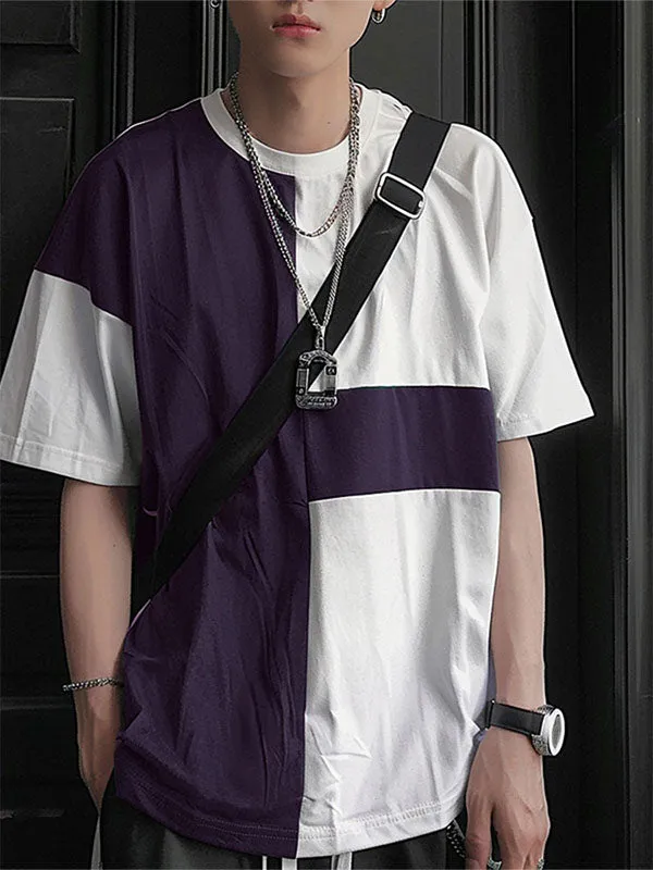 Mens Contrasting Crew Neck Short Sleeve T-Shirt SKUK67034 sold by Incerunmen product image thumbnail 3