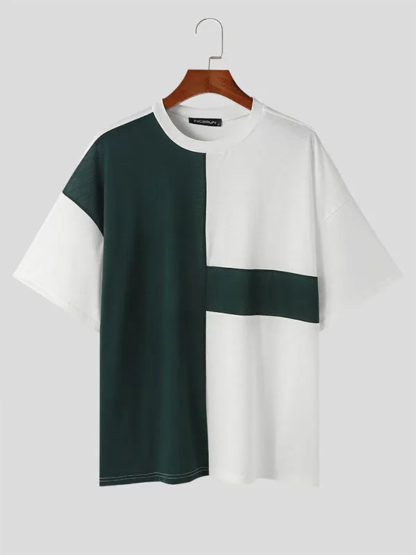 Mens Contrasting Crew Neck Short Sleeve T-Shirt SKUK67034 sold by Incerunmen product image thumbnail 4