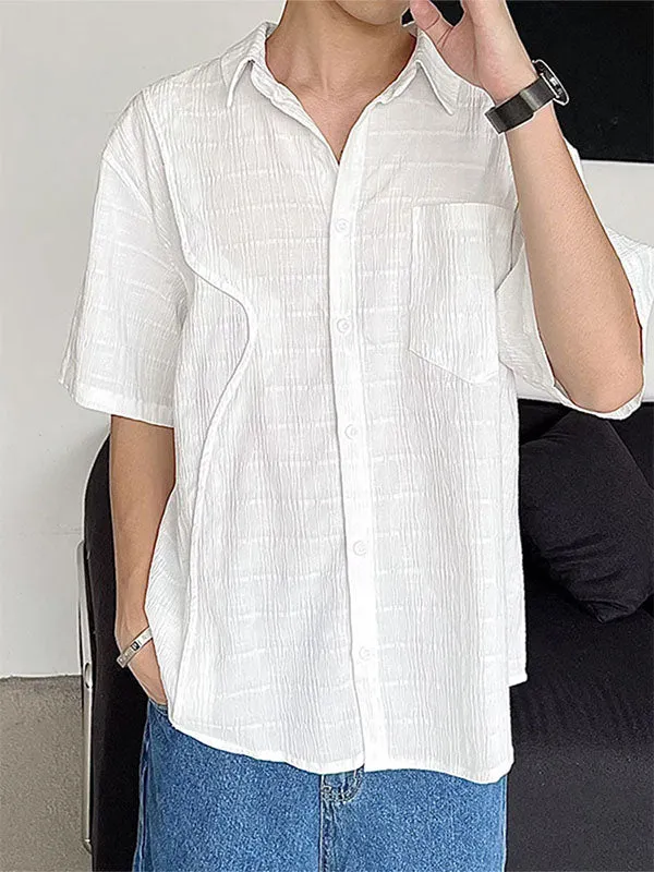 Mens Textured Deconstructed Short Sleeve Shirt SKUK64545 sold by Incerunmen product image thumbnail 3