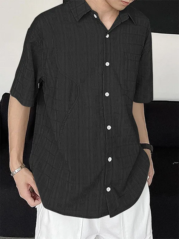 Mens Textured Deconstructed Short Sleeve Shirt SKUK64545 sold by Incerunmen
