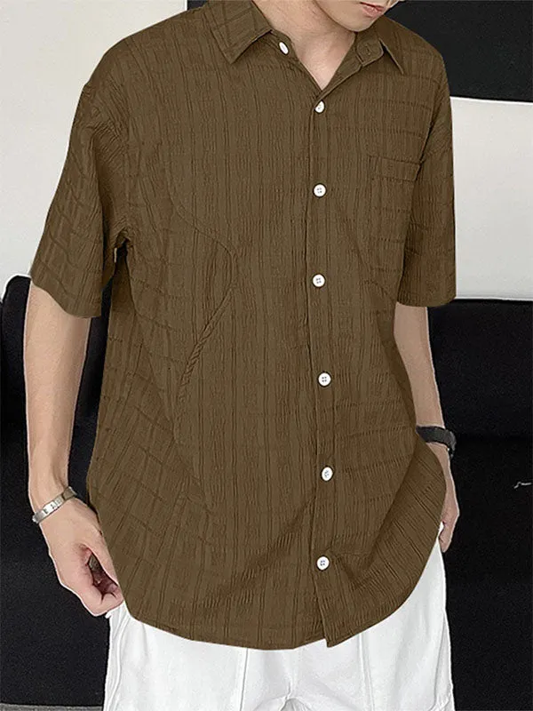 Mens Textured Deconstructed Short Sleeve Shirt SKUK64545 sold by Incerunmen product image thumbnail 5