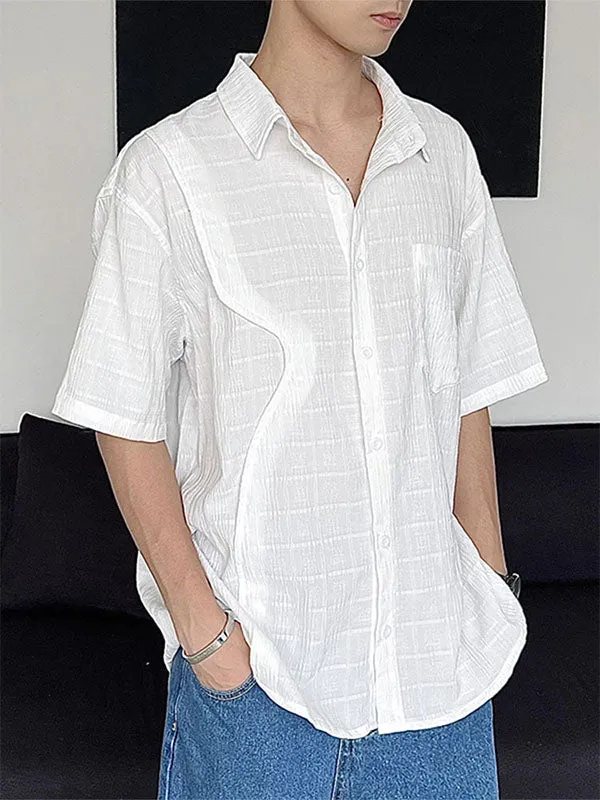 Mens Textured Deconstructed Short Sleeve Shirt SKUK64545 sold by Incerunmen product image thumbnail 4