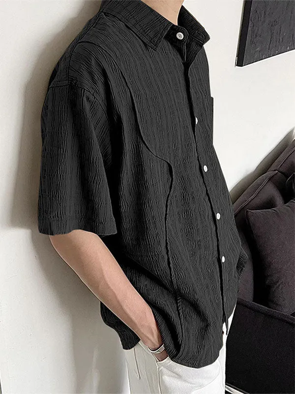 Mens Textured Deconstructed Short Sleeve Shirt SKUK64545 sold by Incerunmen product image thumbnail 2