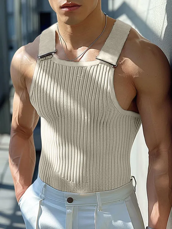 Mens Fashion Knitted Ribbed Suspenders Tank SKUK64756 sold by Incerunmen product image thumbnail 3
