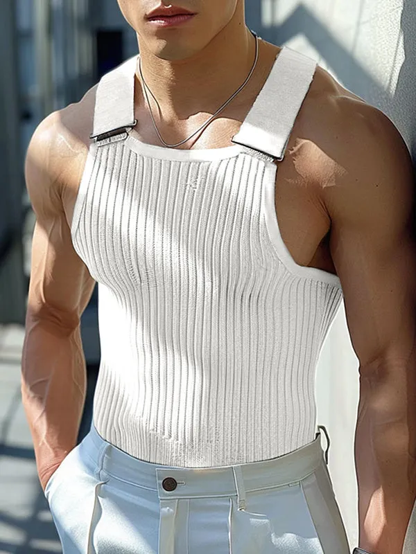 Mens Fashion Knitted Ribbed Suspenders Tank SKUK64756 sold by Incerunmen