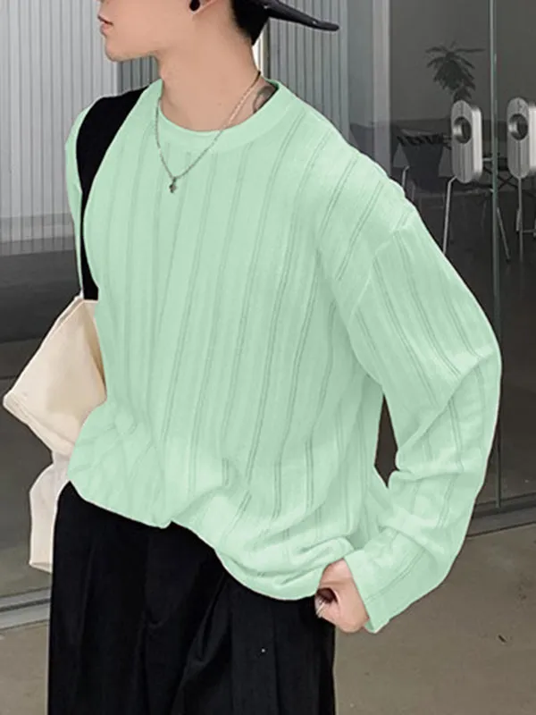 Mens Textured Vertical Stripe Long Sleeve T-shirt SKUK66398 sold by Incerunmen product image thumbnail 2