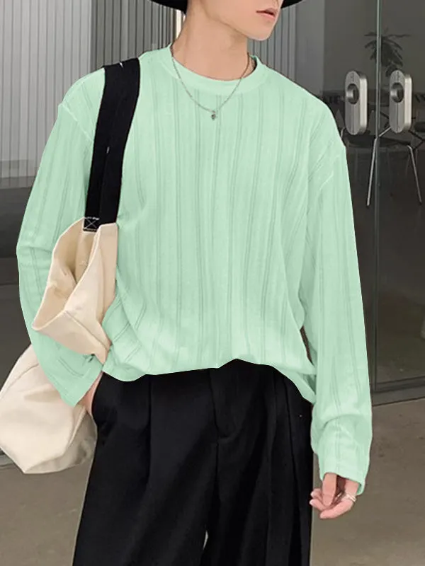 Mens Textured Vertical Stripe Long Sleeve T-shirt SKUK66398 sold by Incerunmen