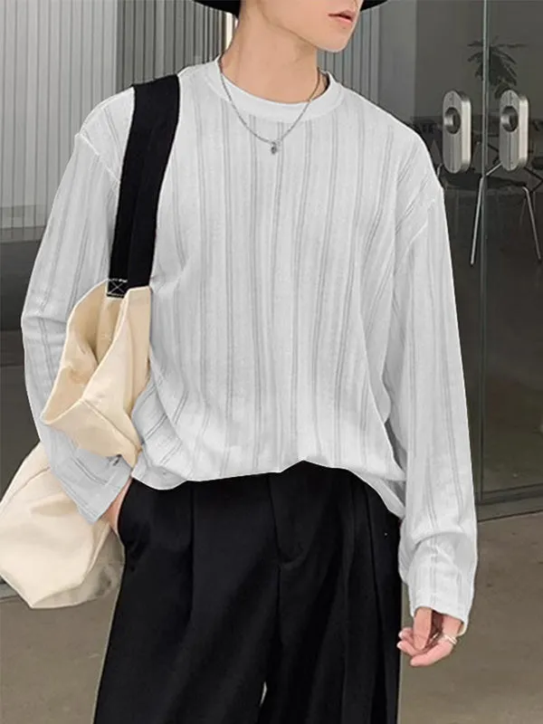 Mens Textured Vertical Stripe Long Sleeve T-shirt SKUK66398 sold by Incerunmen product image thumbnail 3