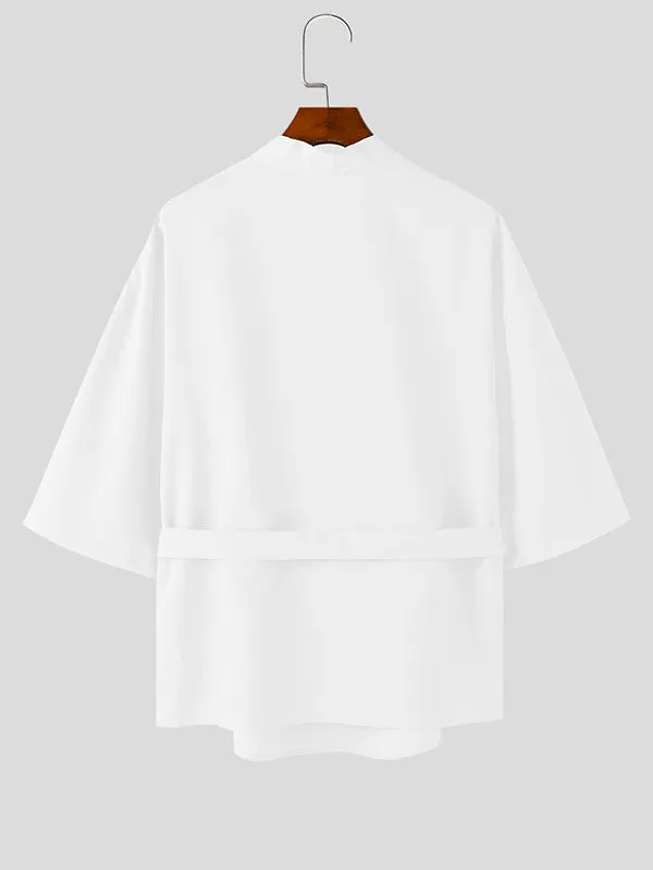 Mens Solid Color V-Neck Tie 3/4 Sleeve Cardigan SKUK65476 sold by Incerunmen product image thumbnail 5