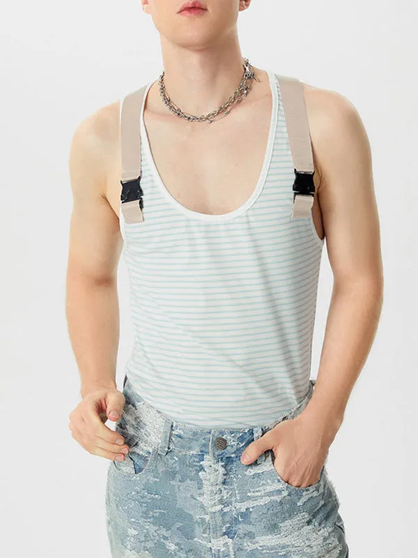 Mens Fashion Striped U-Neck Sleeveless Tank SKUK64014 sold by Incerunmen