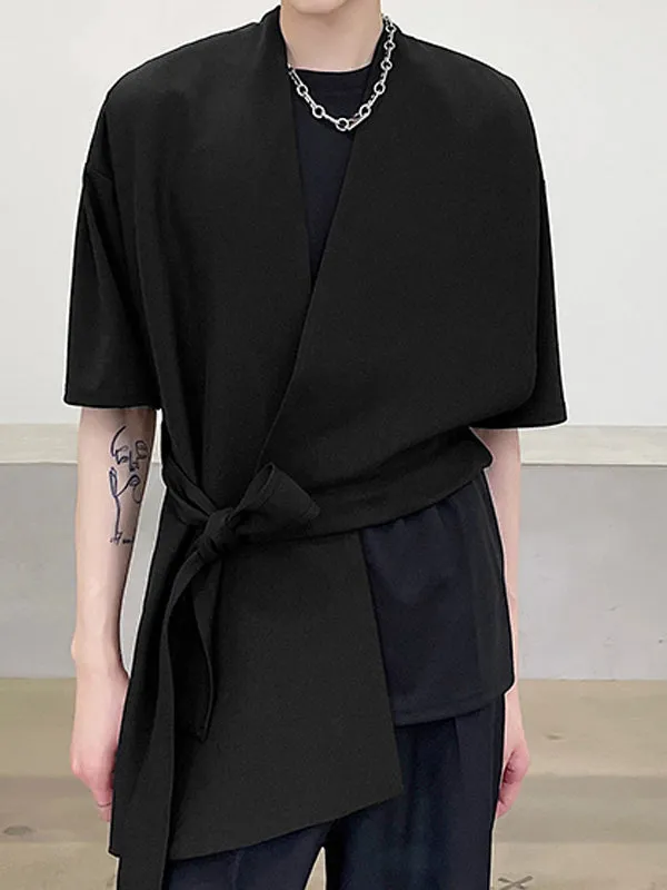 Mens Solid Irregular Slanting Lapel Sleeveless Waistcoat SKUK63090 sold by Incerunmen